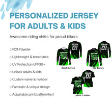 Load image into Gallery viewer, Green kid men women Motocross jersey UPF30+ extreme custom dirt bike racing shirt off-road PDT388
