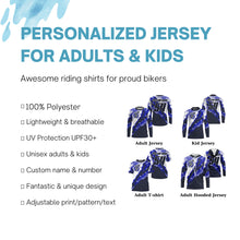 Load image into Gallery viewer, Youth kid adult custom jersey for Motocross UPF30+ blue MX shirt biker extreme off-road motorcycle PDT98