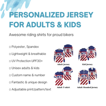 Load image into Gallery viewer, Personalized MX Racing Jersey UPF30+ American Motocross Off-Road Adult&amp;Kid Dirt Bike Patriotic Jersey| NMS758