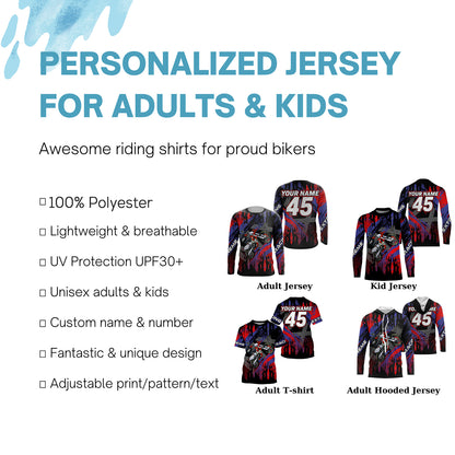 Personalized red MX jersey UPF30+ kid men women racing off-road dirt bike extreme motorcycle PDT56