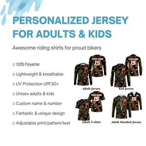 Camo Motocross racing jersey kid men women UPF30+ personalized dirt bike off-road motorcycle PDT58