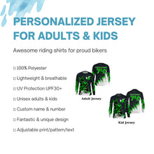 Load image into Gallery viewer, Green Motocross Racing Jersey Men Women Youth UPF30+ Custom Dirt Bike Shirt Off-Road Long Sleeve MX PDT447