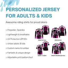 Load image into Gallery viewer, Custom MotoX Jersey UPF30+ biker girl motorcycle pink dirt bike racing off-road riders long sleeve| NMS915