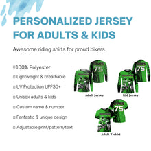 Load image into Gallery viewer, Custom Motocross Jersey Kid Men Women UV Protective Green MX Biker Racing Xtreme Motorcycle Shirt PDT384