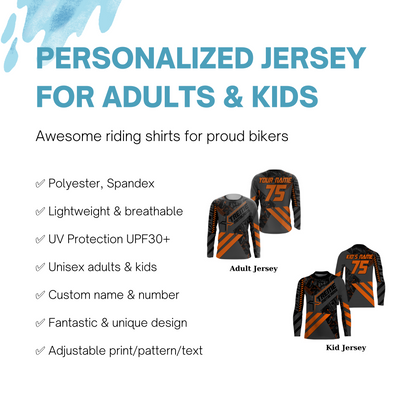 Orange custom motocross jersey UPF30+ adult&kid Xtreme dirt bike off-road MX motorcycle| NMS854