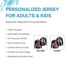 Load image into Gallery viewer, US flag Extreme Motocross personalized jersey UPF30+ Patriotic motorcycle long sleeves dirt bike NMS1059