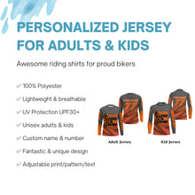 Load image into Gallery viewer, Kid&amp;Adult Custom Motocross Jersey UPF30+ Orange Dirt Bike MX Racing Work Less Ride More NMS1230
