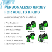 Load image into Gallery viewer, Personalized green UPF30+ Motocross riding jersey for kid men women racing off-Road motorcycle PDT11