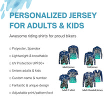 Load image into Gallery viewer, Blue Motocross jersey youth men women UV protective personalized biker racing off-road motorcycle PDT05