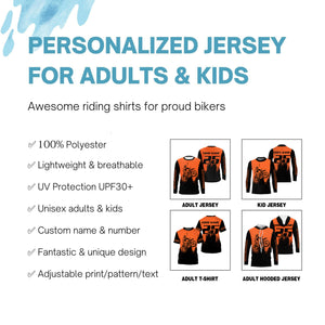 Custom motocross jersey orange UPF30+ kids men women dirt bike extreme enduro motorcycle off-road NMS1026