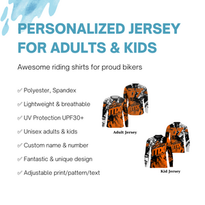 Orange MX Racing Custom Motocross Jersey UPF30+ Adult&Kid Dirt Bike Off-Road MX Motorcycle Shirt| NMS852