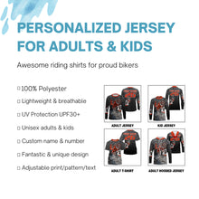 Load image into Gallery viewer, Personalized motocross jersey skeleton skull UPF30+ dirt bike racing long sleeves kid adult bikers NMS1047