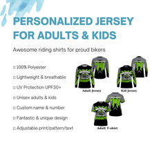Load image into Gallery viewer, Adult youth Motocross racing jersey custom green MX UPF30+ biker extreme off-road long sleeves PDT236
