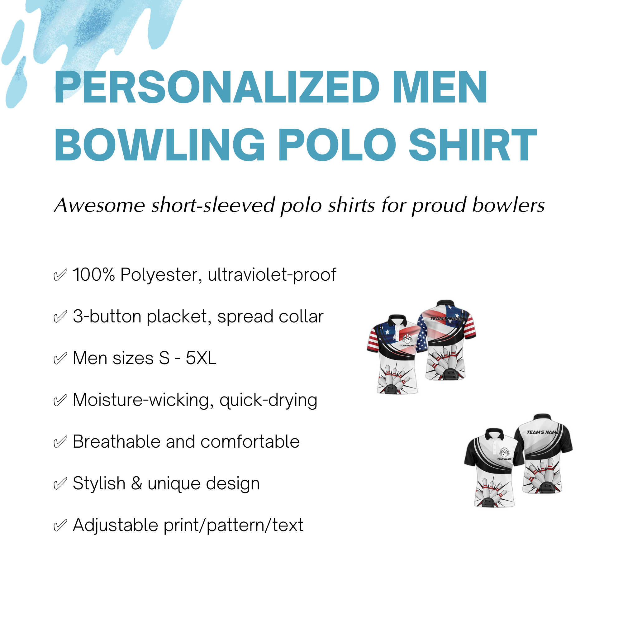 Custom Bowling Shirts for Men - Eagles Short Sleeve Bowling Team Shirts for Men - Men's Customized American Flag Designer Bowling Shirt for Men