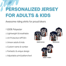 Load image into Gallery viewer, Orange custom name&amp;number MX racing jersey kids men women Motocross UV dirt bike shirt motorcycle PDT138