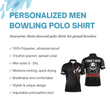 Load image into Gallery viewer, Skull Polo Bowling Shirt for Men Bowlers, Personalized Cool Bowling Jersey I Don&#39;t Give A Split NBP36