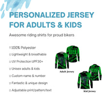 Load image into Gallery viewer, Green UV Custom Motocross Jersey Kid Adult Off-road Dirt Bike Long Sleeves MX Racing Jersey NMS1223