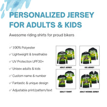 Load image into Gallery viewer, Custom dirt bike jersey youth kid adult UPF30+ MX racing green Motocross off-road shirt motorcycle PDT112