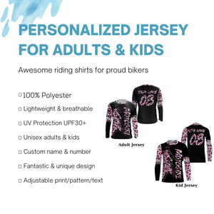 MotoGirl Personalized Jersey UPF30+ Motocross Girl Leopard Dirt Bike Riding Shirt Women Bikers NMS1286