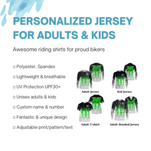 Load image into Gallery viewer, Personalized Motocross Jersey UPF30+ MX Racing Off-Road Adult&amp;Kid Riders Dirt Bike Jersey - Green| NMS753