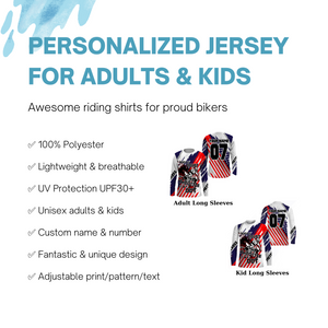 Patriotic Personalized Dirt Bike Jersey UPF30+ When in Doubt Throttle It out American Motocross NMS1184