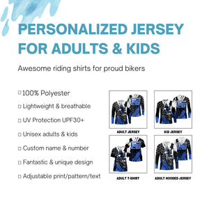 Custom jersey for dirt bike UPF30+ kid men women blue Motocross racing extreme off-road motorcycle PDT99