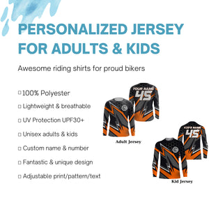 Orange Extreme Motocross Personalized Jersey UPF30+ No Guts No Glory Dirt Bike MX Racing Shirt NMS1173