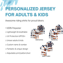 Load image into Gallery viewer, Personalized MX jersey orange kid men women Motocross racing off-road UV dirt bike motorcycle shirt PDT136