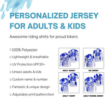 Load image into Gallery viewer, Kids men women jersey for dirt bike custom UPF30+ blue off-road Motocross racing shirt racewear PDT105