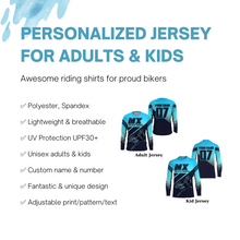 Load image into Gallery viewer, Turquoise MX racing jersey custom motocross UV protective adult&amp;kid dirt bike off-road motorcycle| NMS897