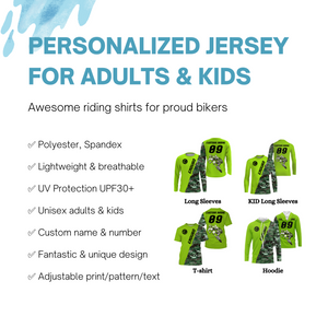 Personalized Enduro Jersey UPF30+ Extreme Off-road Dirt Bike Racing Adult&Kid Green Hard Enduro Shirt| NMS702