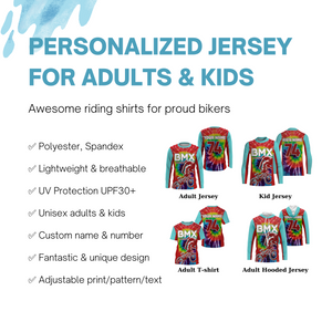 Adult kid BMX racing jersey Custom tie dye shirts UPF30+ freestyle off-road Cycling racewear| SLC40