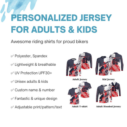 Patriotic adult kid BMX jersey Personalized UPF30+ American freeride bike shirt USA Cycling gear| SLC26