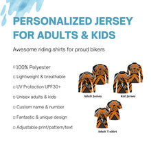 Load image into Gallery viewer, Personalized dirt bike jersey UPF30+ orange Motocross racing shirt kid men women MotoX off-road PDT290