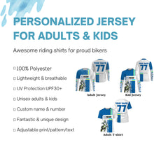 Load image into Gallery viewer, Extreme personalized blue Motocross jersey kid men women UPF30+ off-road biker MX racing shirt PDT267