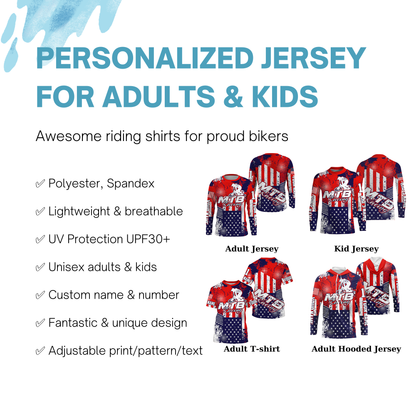 Custom American MTB jersey UPF30+ kid adult mountain biking shirt USA cycling gear bicycle clothes| SLC96