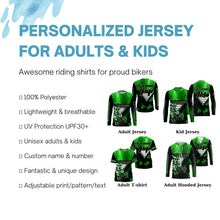 Load image into Gallery viewer, Xtreme dirt bike custom green MX jersey UPF30+ kid men women Motocross racing motorcycle shirt PDT68