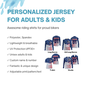 Patriotic Motocross Jersey UPF30+ Personalized Kid&Adult Dirt Bike Racing Shirt Off-road Motorcycle| NMS616