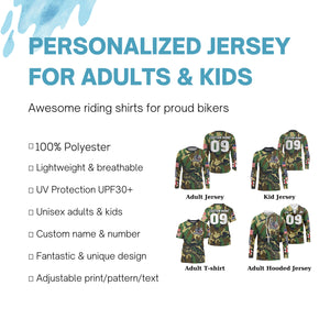 Men women kid camo MX custom UV protective youth motocross jersey extreme dirt bike racing shirt PDT67