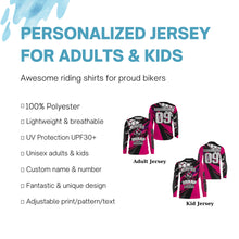 Load image into Gallery viewer, Girls Women Funny Motocross Jersey Personalized UPF30+ MX Racing Dirt Bike Long Sleeves NMS1227