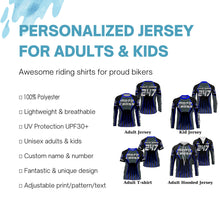 Load image into Gallery viewer, Personalized blue Motocross jersey men women kid racing UPF30+ dirt bike offroad motorcycle shirt PDT302