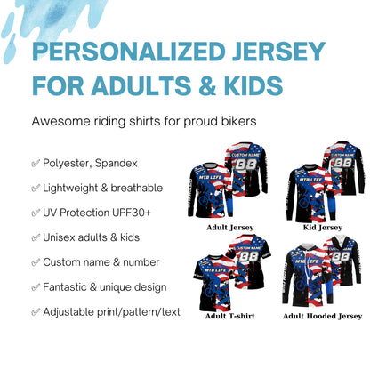 MTB Life American mountain bike jersey Kid adult biking shirt UPF30+ cycling gear bicycle clothes| SLC97