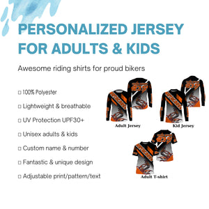 Extreme men women youth Motocross jersey custom dirt bike off-road shirt UPF30+ orange motorcycle PDT289