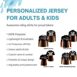 Orange Motocross jersey custom kid men women UPF30+ dirt bike riding extreme MX shirt motorcycle PDT94