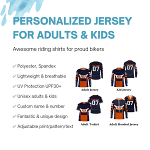 MTX racing jersey UPF30+ personalized Motocross orange dirt bike shirt off-road motorcycle jersey| NMS877