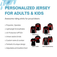 Load image into Gallery viewer, Black Motocross jersey personalized UPF30+ kid&amp;adult xtreme love biker racing motorcycle shirt PDT17