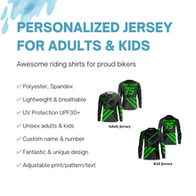 Load image into Gallery viewer, Green Custom Motocross Jersey UPF30+ Adult&amp;Kid Xtreme Dirt Bike Off-Road MX Motorcycle| NMS855