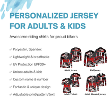 Load image into Gallery viewer, Personalized Red BMX jersey for adult kid UPF30+ riding shirt Off-road cycling gear bicycle clothes| SLC82