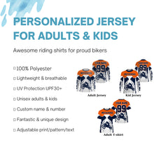 Load image into Gallery viewer, Personalized MX jersey UPF30+ kid men women dirt bike racing orange motocross off-road shirt PDT262