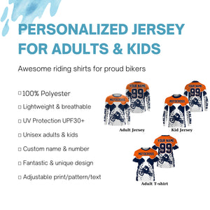 Personalized MX jersey UPF30+ kid men women dirt bike racing orange motocross off-road shirt PDT262